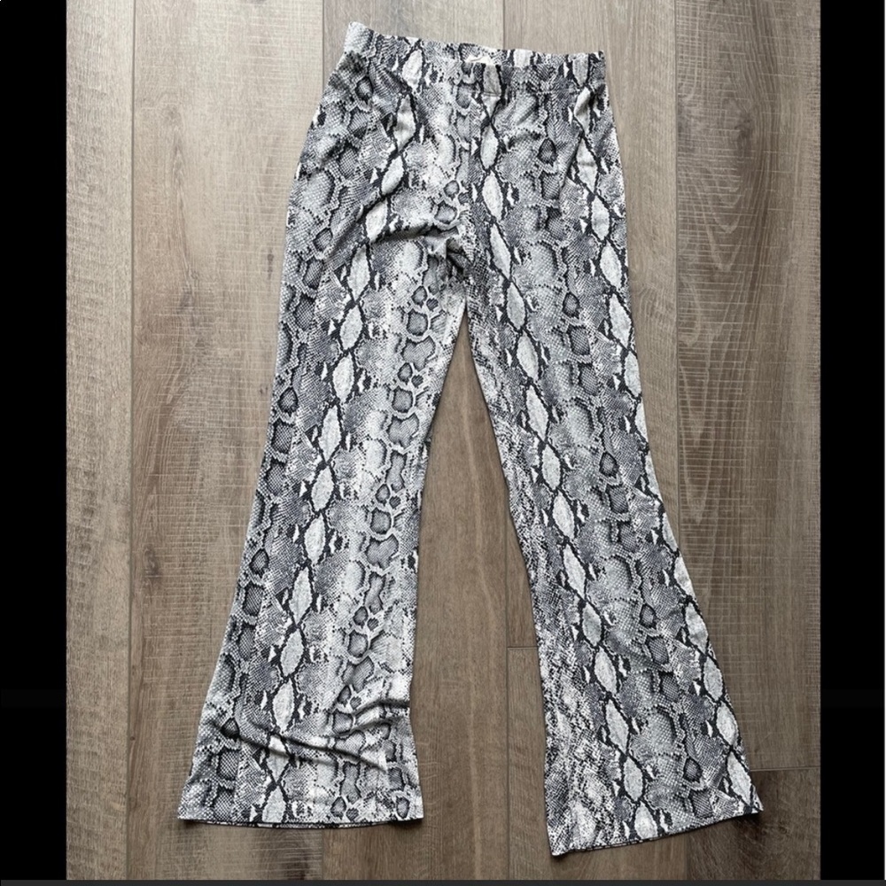 Blooms in the City Snake Print Flare Pants